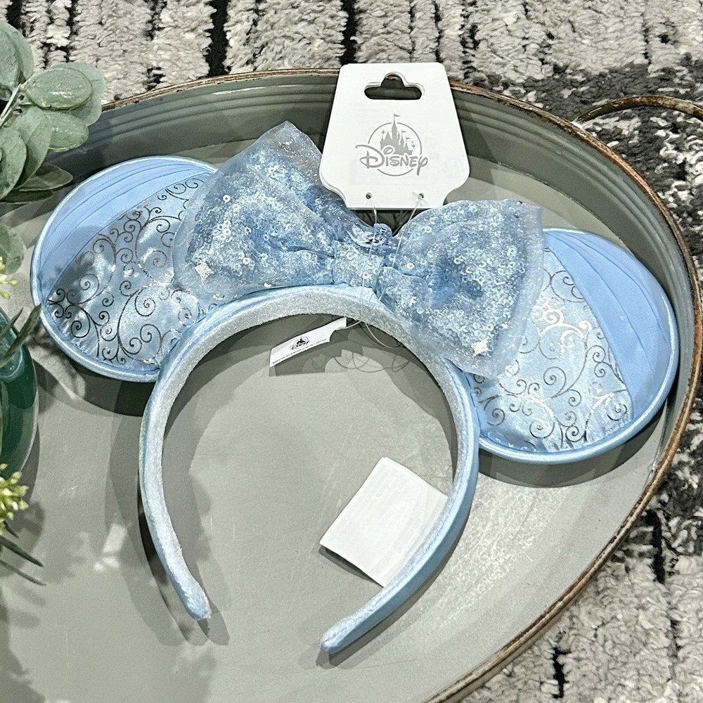 2026 Disney Parks Cinderella Slipper Minnie Mouse Ear Headband New